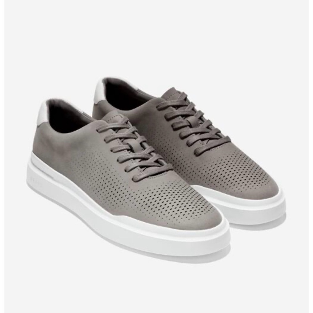 Cole Haan Men's taupe gray & White suede laser cut Sneakers size 14.5